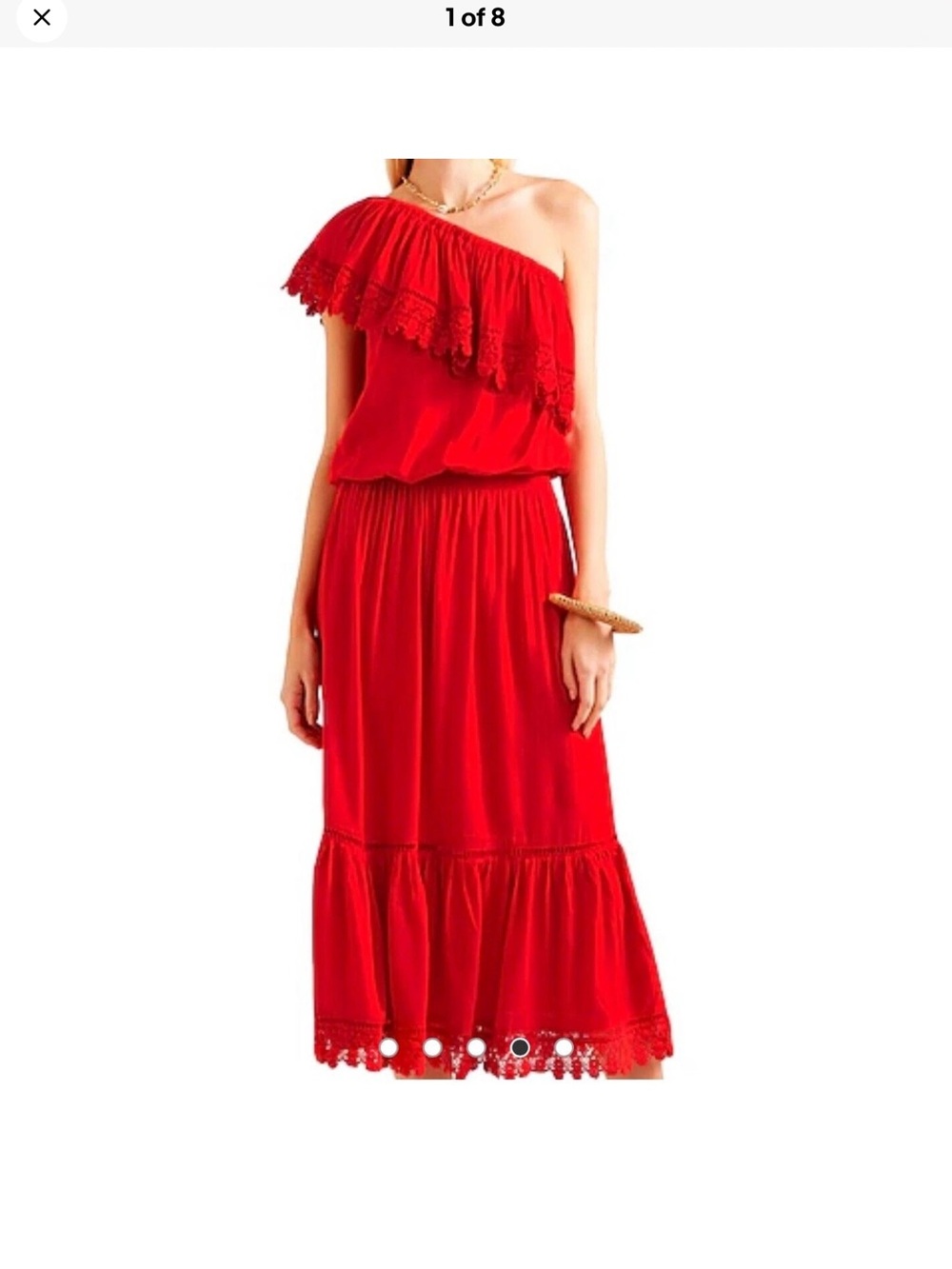 Melissa Odabash One-Shoulder Red Ruffle Maxi Dress